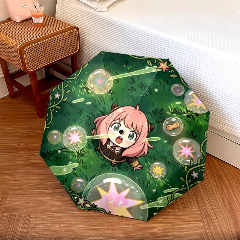 

1PC Automatic Folding Umbrella Anya Forger Pattern 8 Ribs Portable Foldable Travel Umbrella Christmas Birthday Gift разноцветный