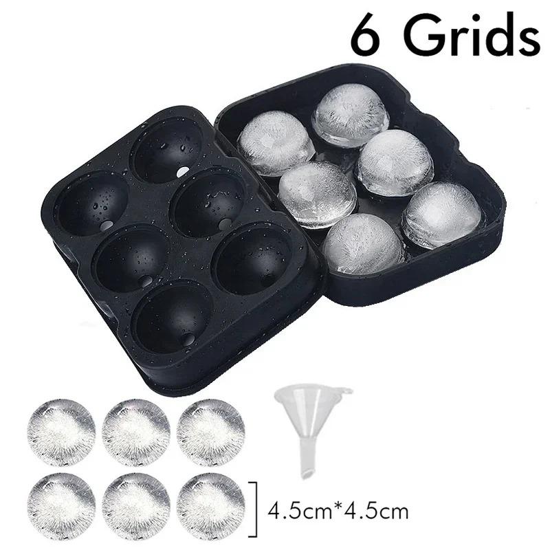 Ice Cube Tray Silicone Ice Ball Freezer Mold Square Ice Cube Maker with Lid 4/6/8 Grids for Whiskey Cocktail Coffee Accessories