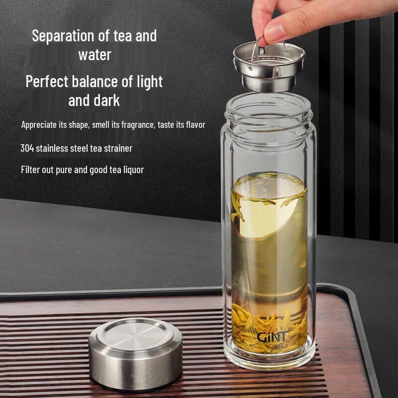 Jiate Double-Layer Heat-Resistant Glass Tea Infuser Cup