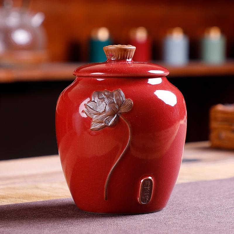 Flower Pattern Tea Box Porcelain Tea Caddy For Kitchen Decor Portable Sealed Jar Moisture-Proof Coffee Canister Tea Accessories