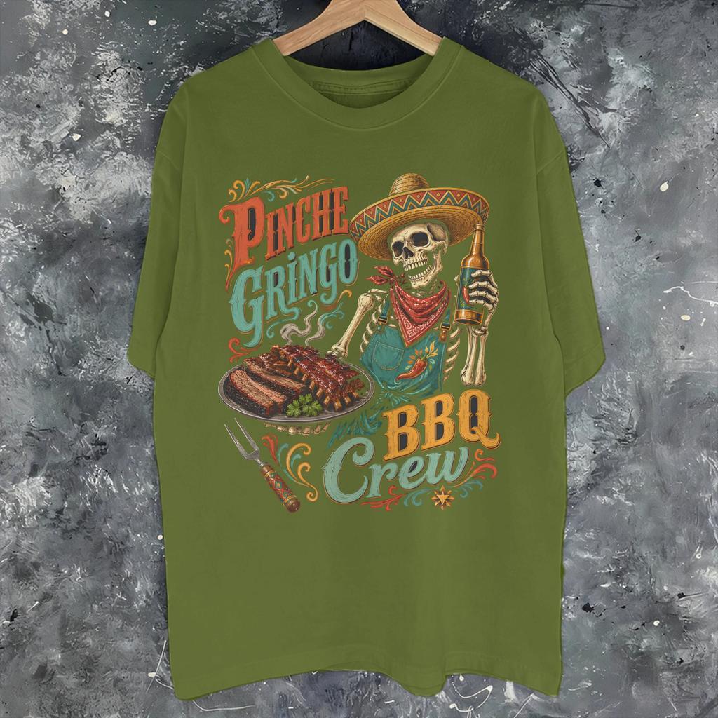 Unisex Unisex New Arrival Pinche Gringo Bbq Crew Skeleton Grilling Beer Tee T Shirt 100 Cotton Tshirts Clothes