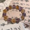 Purple Fire Amethyst & Yellow Topaz Bracelet - Large Beads & Natural Crystal for Women's Luck & Attraction