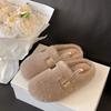 2025 new autumn and winter high-end plush cotton slippers = fashionable bag head fluffy slippers for women