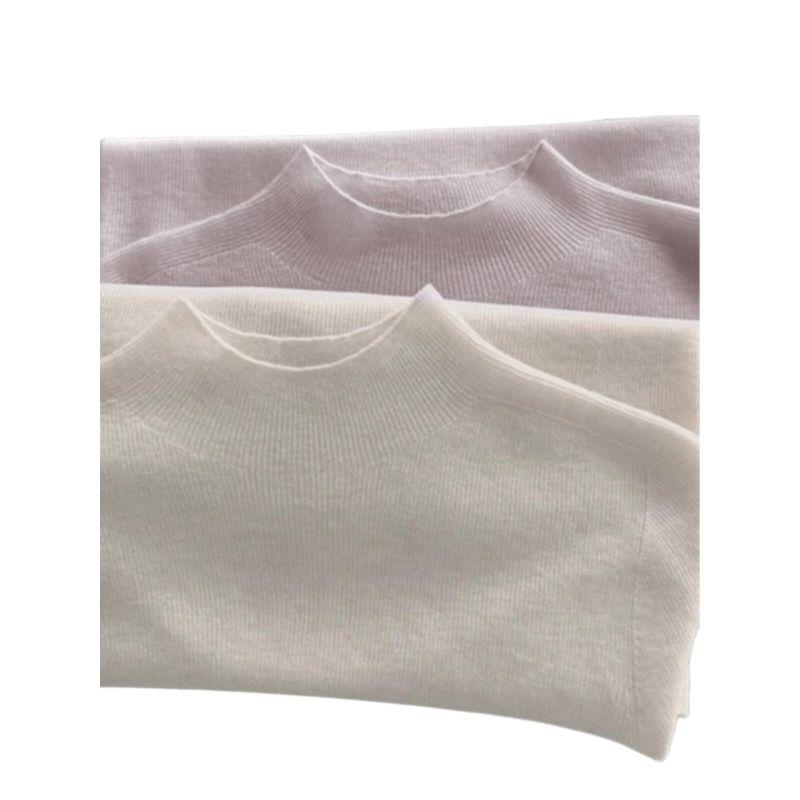 Soft and Gentle Knitted Sweater for Women, Mid-Neck Pullover, Thin Base Layer for Spring and Autumn, Half-High Collar, Age-Reducing Top