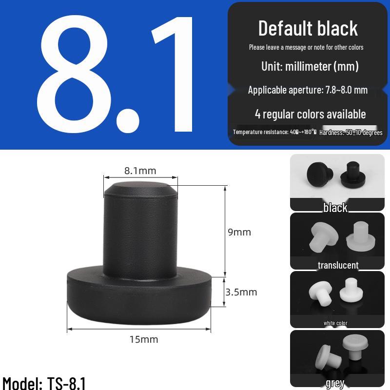 Black High-Temperature Resistant T-Shaped Silicone Stopper - Round Hole Rubber Gasket & Shock-Absorbing Blind Plug