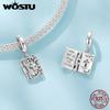 WOSTU 925 Silver Religious Openable Bible Book Charm Cross Faith Pendant Celtic Knot bead Fir Bracelet DIY Family Gift