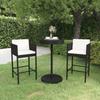 3 Pcs Garden Bar Set and Cushions Woven Resin