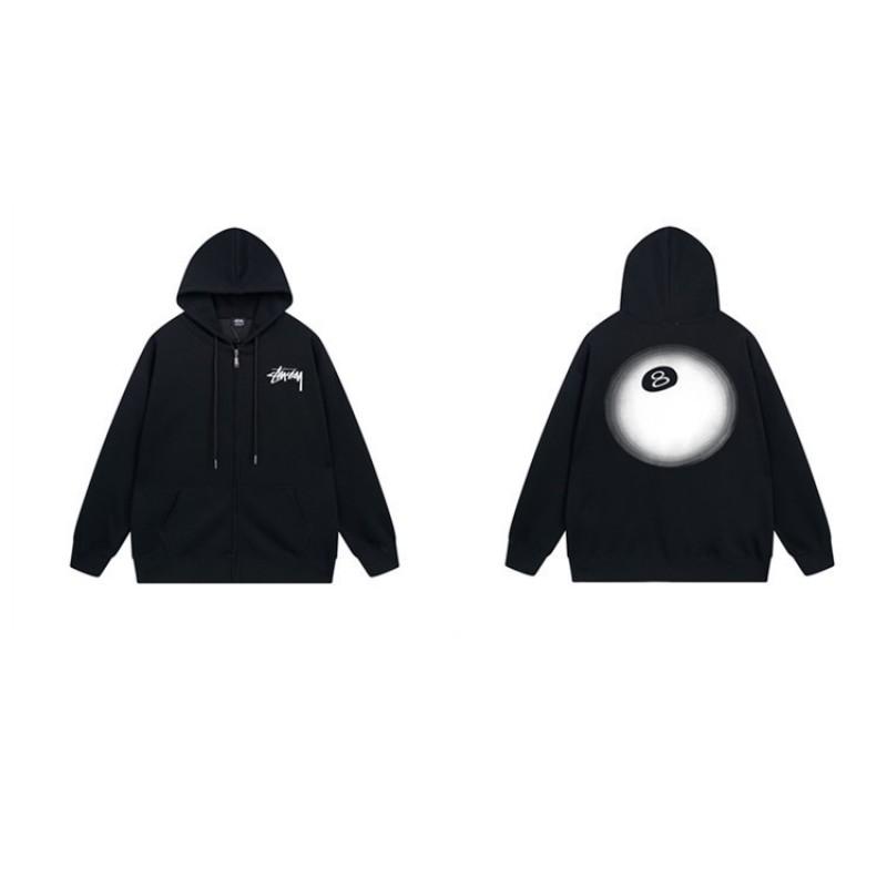 Mens Hooded Zip-Up Fleece-Lined Sweatshirt With Letter Print Casual Oversized Pullover Winter Jacket