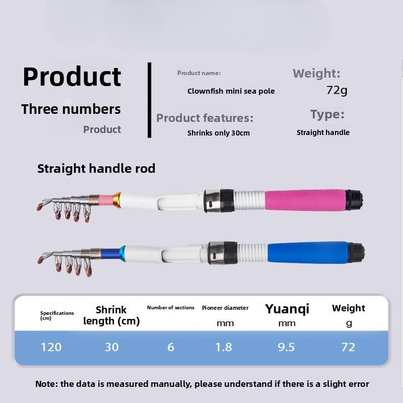 Mini Canna da Mare Sezione Ultracorta Canna da Pesca Portatile Canna da Lure Ultra-dura Set Canna Singola Mulinello in Metallo Attrezzatura da Pesca Adatta per una Varietà di Acque