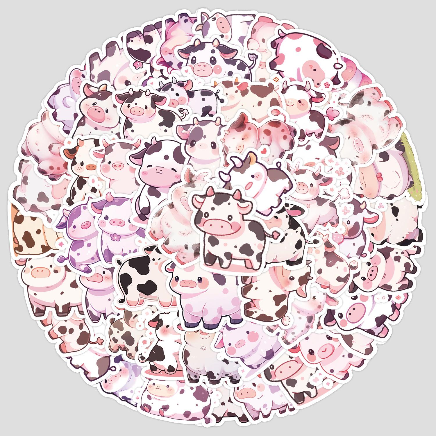 

50 Cute and Adorable Cow Series Graffiti Stickers, Creative Stationery Stickers, Waterproof Decorative Stickers for Computers