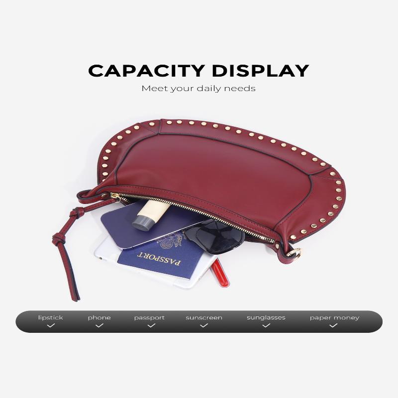 Exquisite Rivet Half-Moon Crossbody Bag European And American Hot-Selling Single Shoulder Crescent Bag