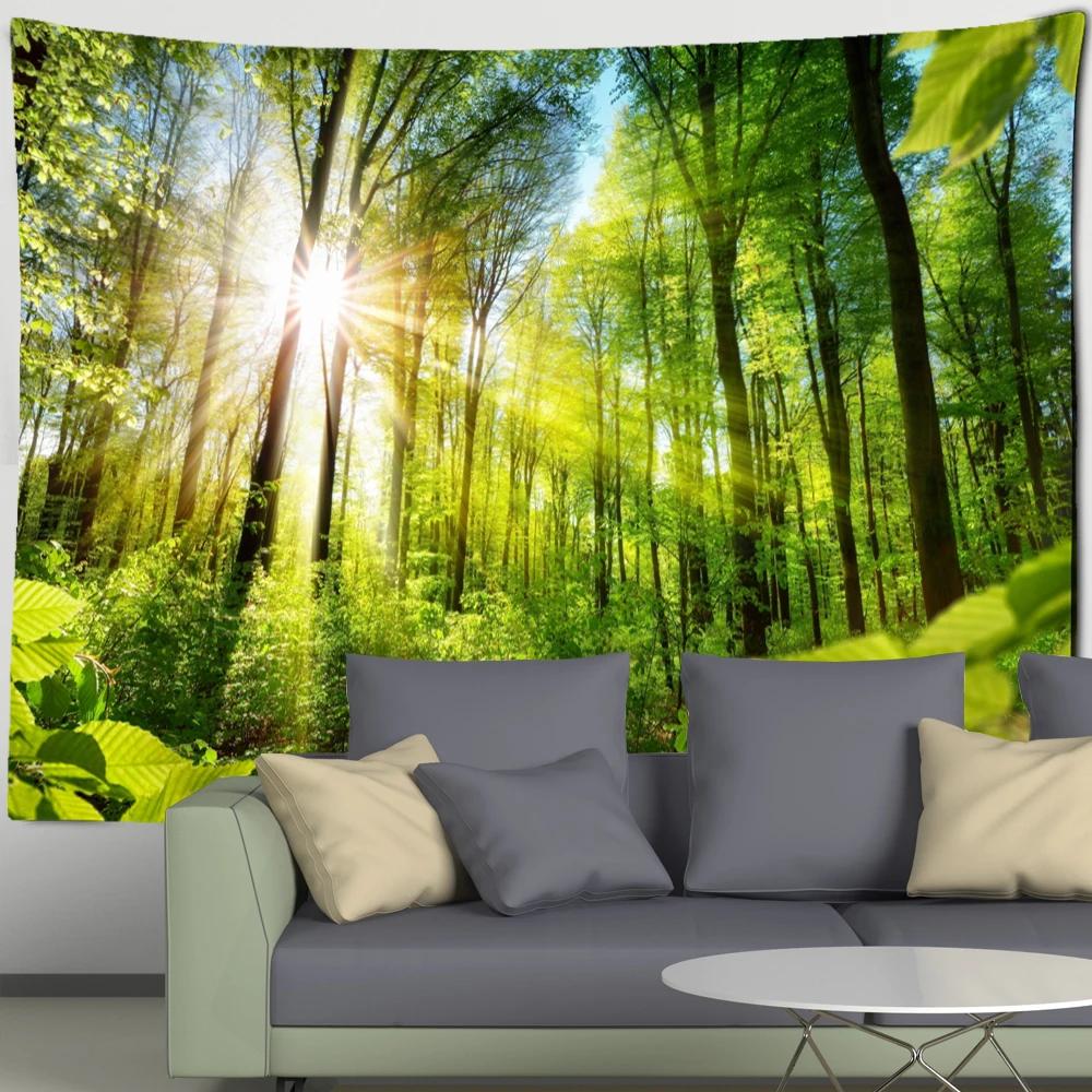 Beautiful Natural Forest Printed Large Tapestry Stone Landscape Wall Hanging Blanket Tropical Tree Tapestries Room Home Decor