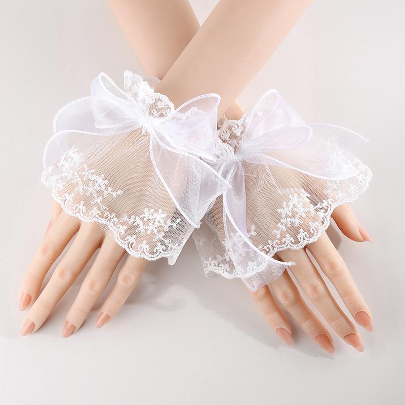 

Кружевной бант девочка Лолита декоративные рукава на запястье свитер рубашка эластичные манжеты браслет съемный напульсник аксессуары для косплея