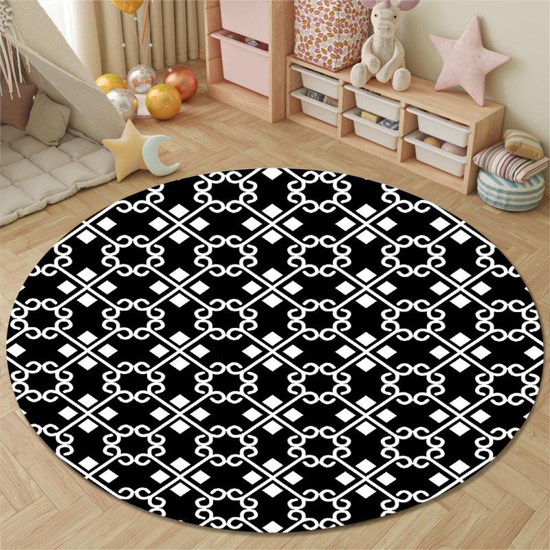 Trendy Round Butterfly Multicolor Carpet, Non-Slip Floor Mat for Entryway