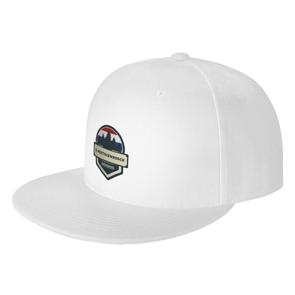 Fashion  sHertogenbosch Netherlands Retro Vintage Badge Flat Brim Sun Hat  Campus Cap Unisex