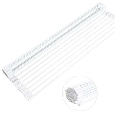 HEDONLEE Drainer Rack Above the Sink Folding Folding Drainer Dish Drainer Dish Holder Compact Space Saving Silicone Rust Free 5233cm (White)