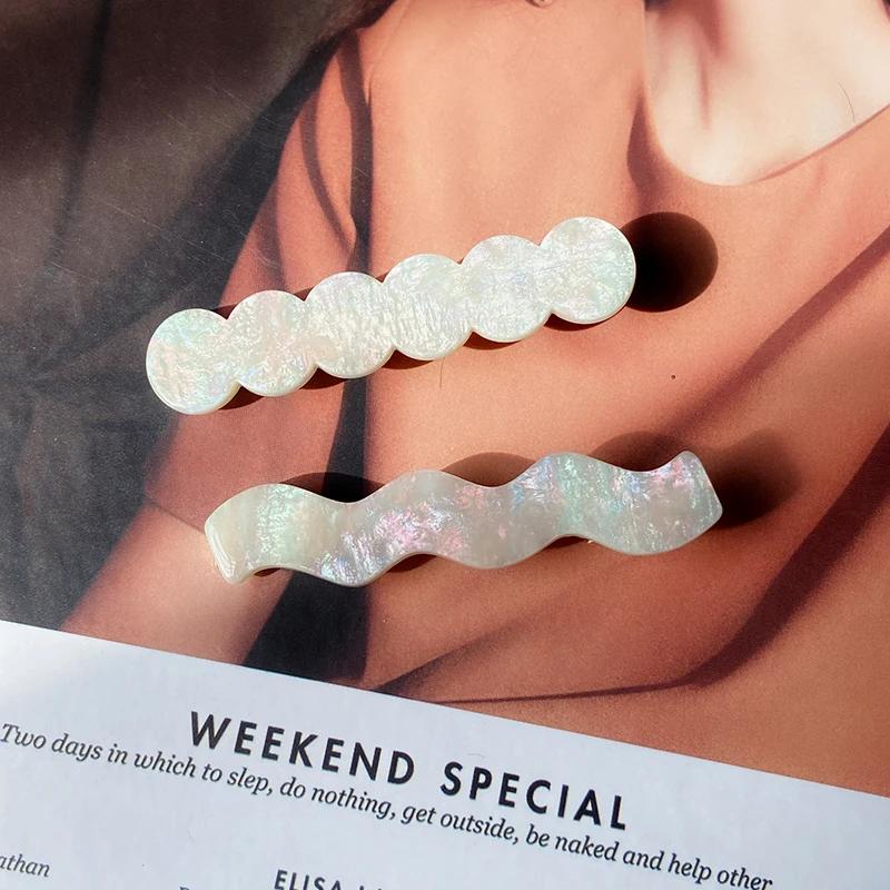 2pcs/set Acetate Hair Clips Pastel Color Wave Geometric Barrettes Women Hair Accessories Side Pins Hairpin