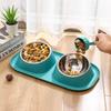 Set di 2 Ciotole per Animali Domestici Inclinabili a 15° in Acciaio Inossidabile Antivibrazione Alimentatore Acqua Cibo per Gatti e Cani Piccoli Blu Verde Arancione Giallo