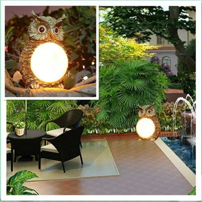 1pcs Solar Powered Owl LED Light Home Yard Decor Outdoor Light Statue Lamp Gift Home Decoration Accessories