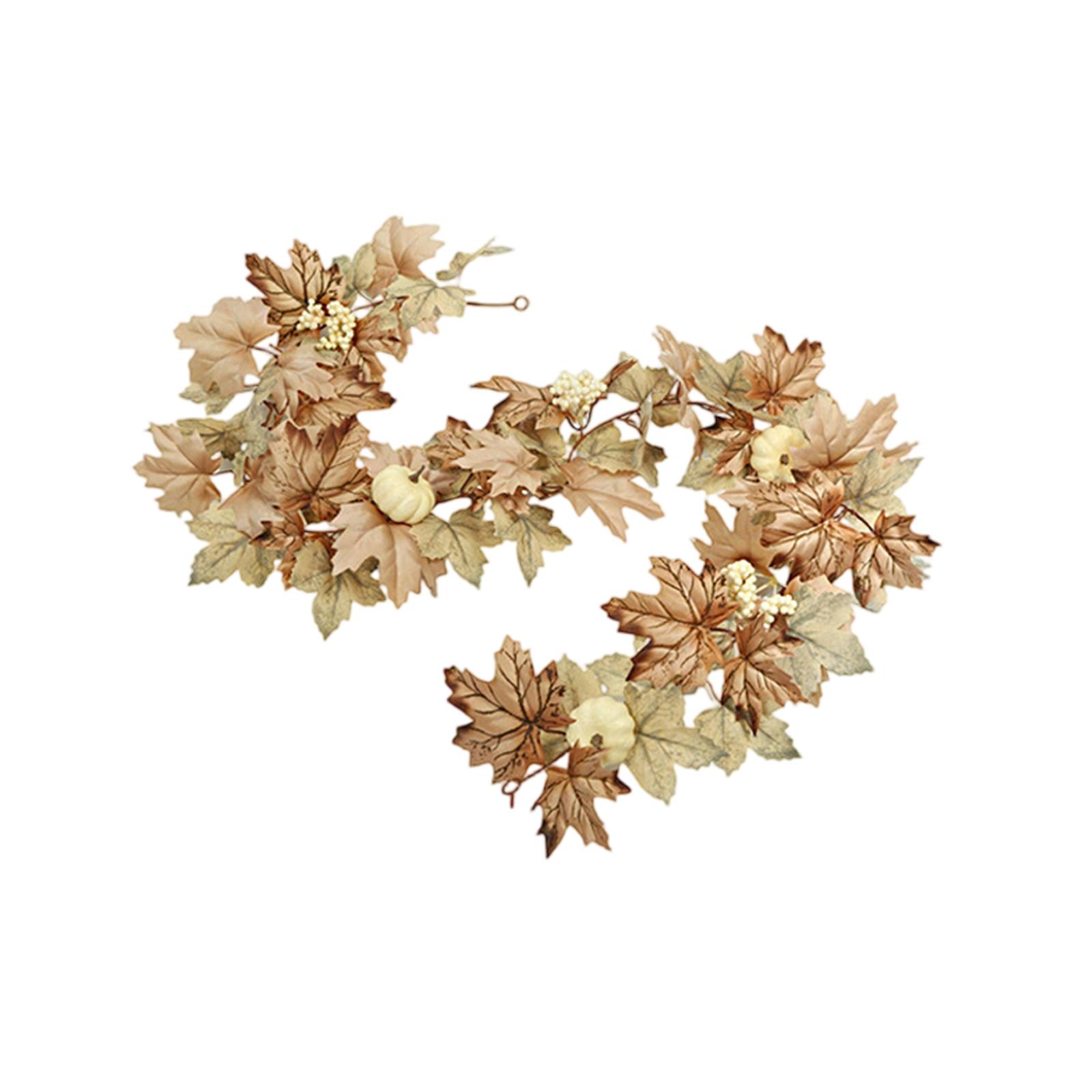 

Fall Garland For Mantle, Fall Leaves Garland With Lights, Pumpkins Berries & Lifelike Maple Leaves For Home Table Party Outdoor Thanksgiving Decor One Size