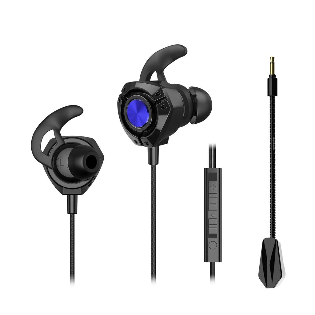 Gaming Earphones Erssimo Microphone Wired PS4 PS5 Switch Mute Function PC Computer Wet Meetings Games