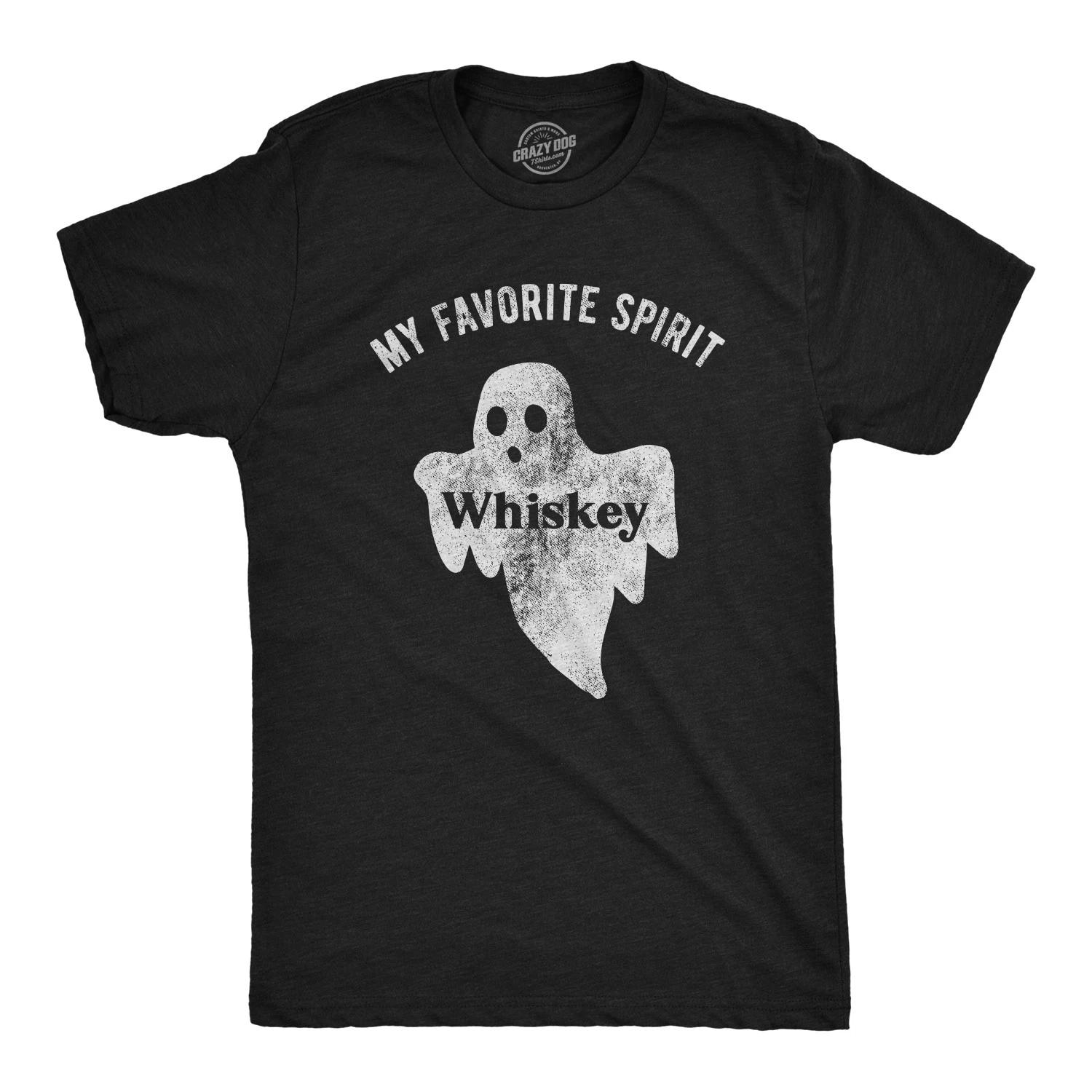 Mens My Favorite Spirit Whiskey T Shirt Funny Halloween Ghost Drinking Party Tee XS