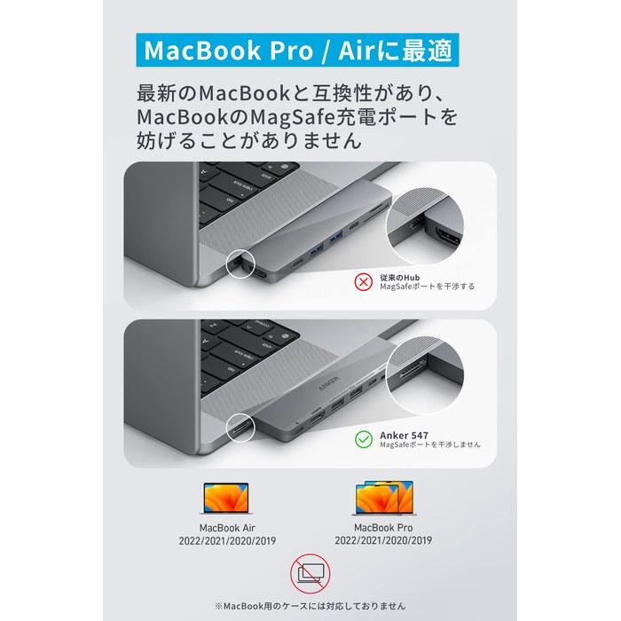 Anker 547 USB-C Hub (7-in-2, for MacBook) Thunderbolt 4 100W USB PD 4K HDMI microSD/SD Card Slots 5Gbps USB-C/A Ports Gray
