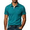 Mens Plus Size Fashion Turn Down Collar Short Sleeve Pocket Polo Shirt