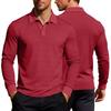 Men S Long Sleeve Waffle Knit Polo Shirt Casual Vacation Style