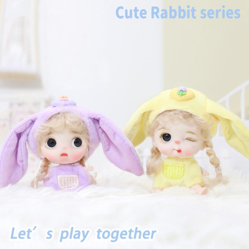 

Baby Rabbit Girls Toy Keyring Miniature Girl Model Doll Key Pendant Dress Up Toy