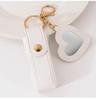 Custom Logo Name Key Chain Ring Small Versatile Keyring New Portable Lipstick Bag Packet Heart Mirror Keychain Mini Leather Gift