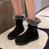 Women's  Retro Suede Fur Snow Boots: Soft, Non-Slip, Short, Velvet-Lined, Thick Warm Cotton.