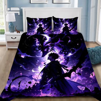 Ensemble de literie imprimé en 3D Anime Solo Leveling Couette Housse de couette Taille King Queen Twin Cadeau d'anniversaire Décoration de chambre d'adulte garçon