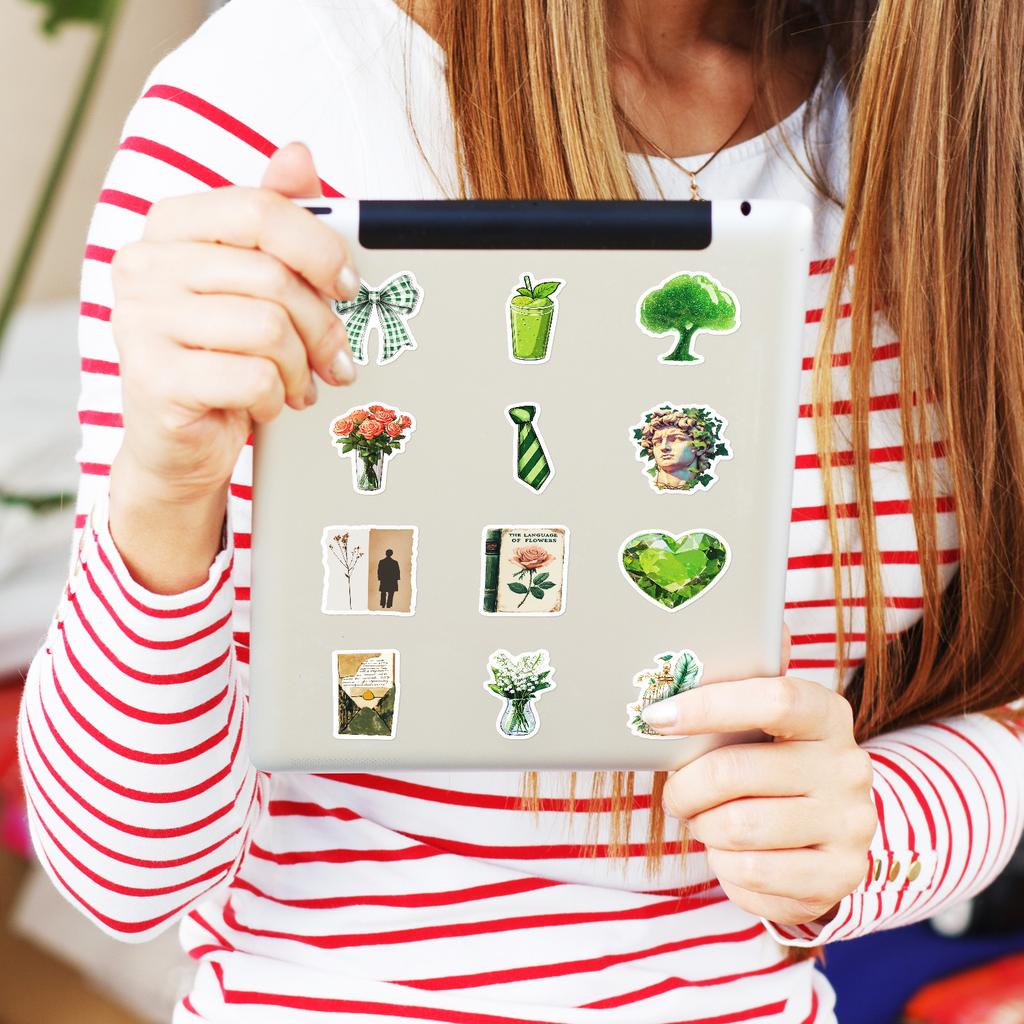 50PCS Fresh Green Series Graffiti Stickers, Decorative Decals for Skateboard, Notebook & Fridge