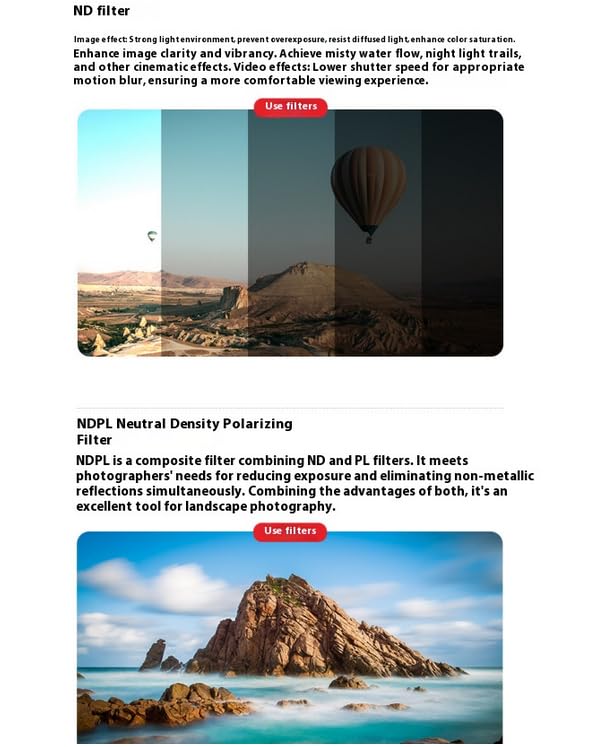 DJI Mini 5 Pro Filter Optical Glass Kit, High-Transmittance (UV/STAR/CPL/ND8-64/NIGHT/Black 1/4/ND-PL16-64)