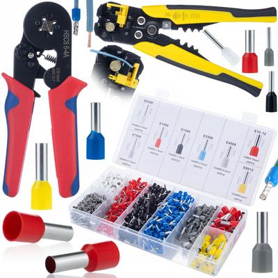 Crimping Tool for Insulated Ferrules with Automatic Wire Stripper – 1200 Ferrules Included | Precise Crimping | Comfortable Use