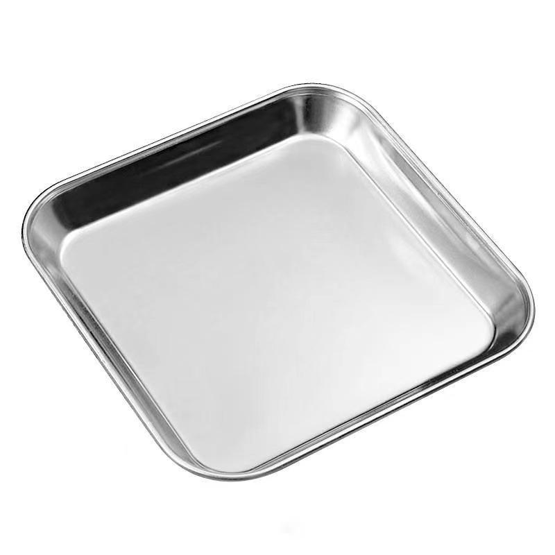 Gold 304 Stainless Steel Square Snack Plate for Korean Hot Pot and Seasoning