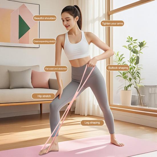 Figure 8 Exercise Resistance Band Arm Shoulder Stretch Strength Training Fitness Elastic Strap 15/25/35Lbs Men Women Anti-slip Silicone Tension Rope