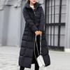 Womens Ladies Warm Plus Size Solid Color Hooded Single Breasted Medium Length Cotton Jacket Waistcoat Slim Cardigan Coat