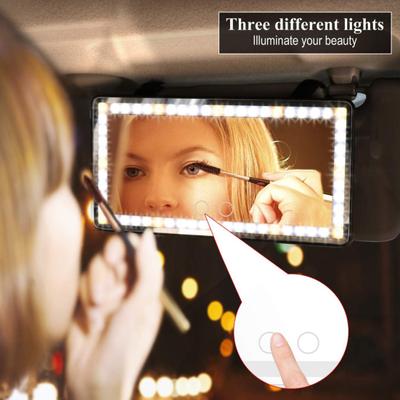 LED Aynalı Araba Güneşlik Aksesuarları Kısılabilir Şarj Edilebilir Kolay Kurulum Evrensel Aydınlatmalı Dikiz Aynası Makyaj Aynası