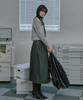 Mualeumoa Wool Bland Pin Tuck Wrap Skirt - Charcoal
