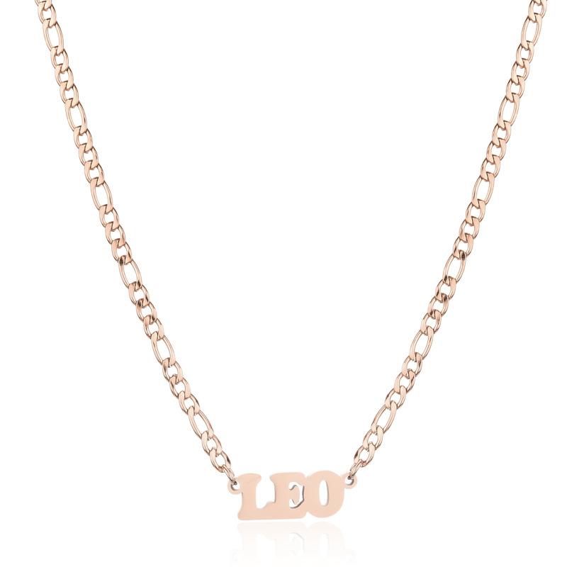 Gold/Silver/Rose Gold Color Twelve Constellations Stainless Steel NK Chain Pendant Necklace Female Jewelry 18+2in
