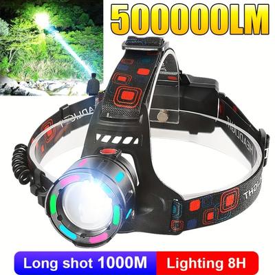 Hochleistungs-LED-Stirnlampe, 30 W, superhell, 1000 m Reichweite, wiederaufladbares LED-Stirnlicht mit fluoreszierender Angelkopflaterne