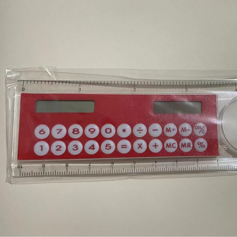 Mini Multifunctional Student Ruler with Solar Calculator, Angle Finder, and Magnifier (10CM) - Colorful Gift Stationery