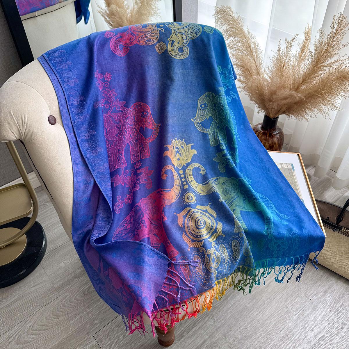 

Latest Design Elegant Women S Scarf With Elephant Cashew Print And Jacquard Shawl Perfect For Mardi Gras Beach Casual Wear