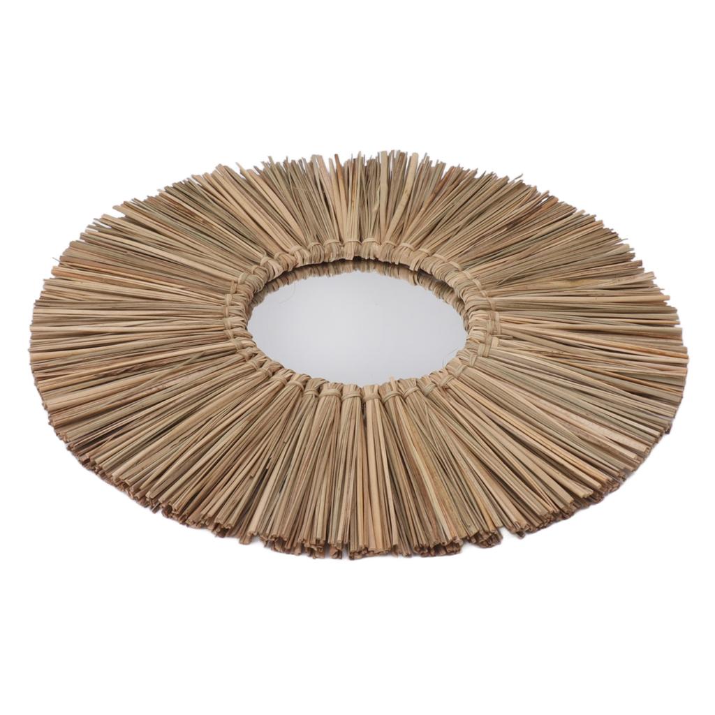 Woven Wall Mirror Decorative Hanging Round Seagrass Wall Mirror for Bedroom Living Room Home Decoration Original Color