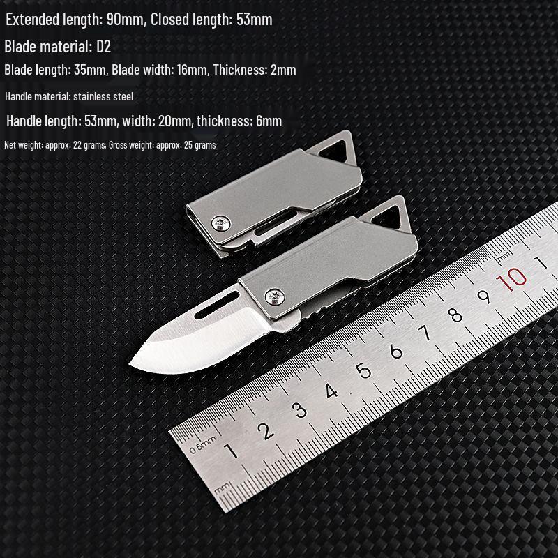 Portable Stainless Steel Folding Keychain Knife for Box Opening and Fruit Cutting