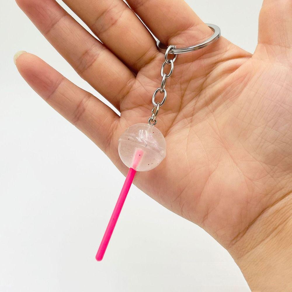 Transparent Lollipop Keychain 3D Food Candy Key Rings Lovely Simulation Lollipop  Men Women