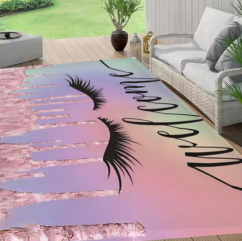 Beautiful Eyelash Pattern Welcome Door Mat Spring and Theme Suitable for Kitchen, Bedroom, Balcony, Living Room Rectangular Mat