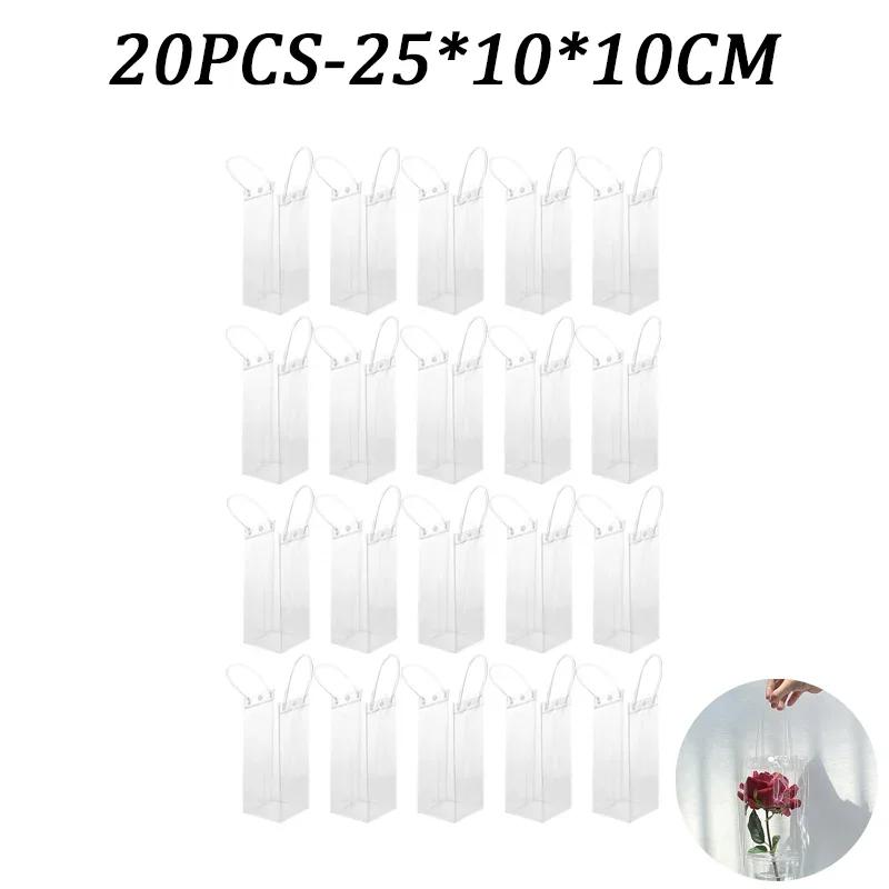 5-100 Stück Klare Plastikgeschenktüten mit Henkel Transparente Geschenktüte Wiederverwendbare Tragetasche PVC Goodie Bags für Hochzeitsfeierzubehör